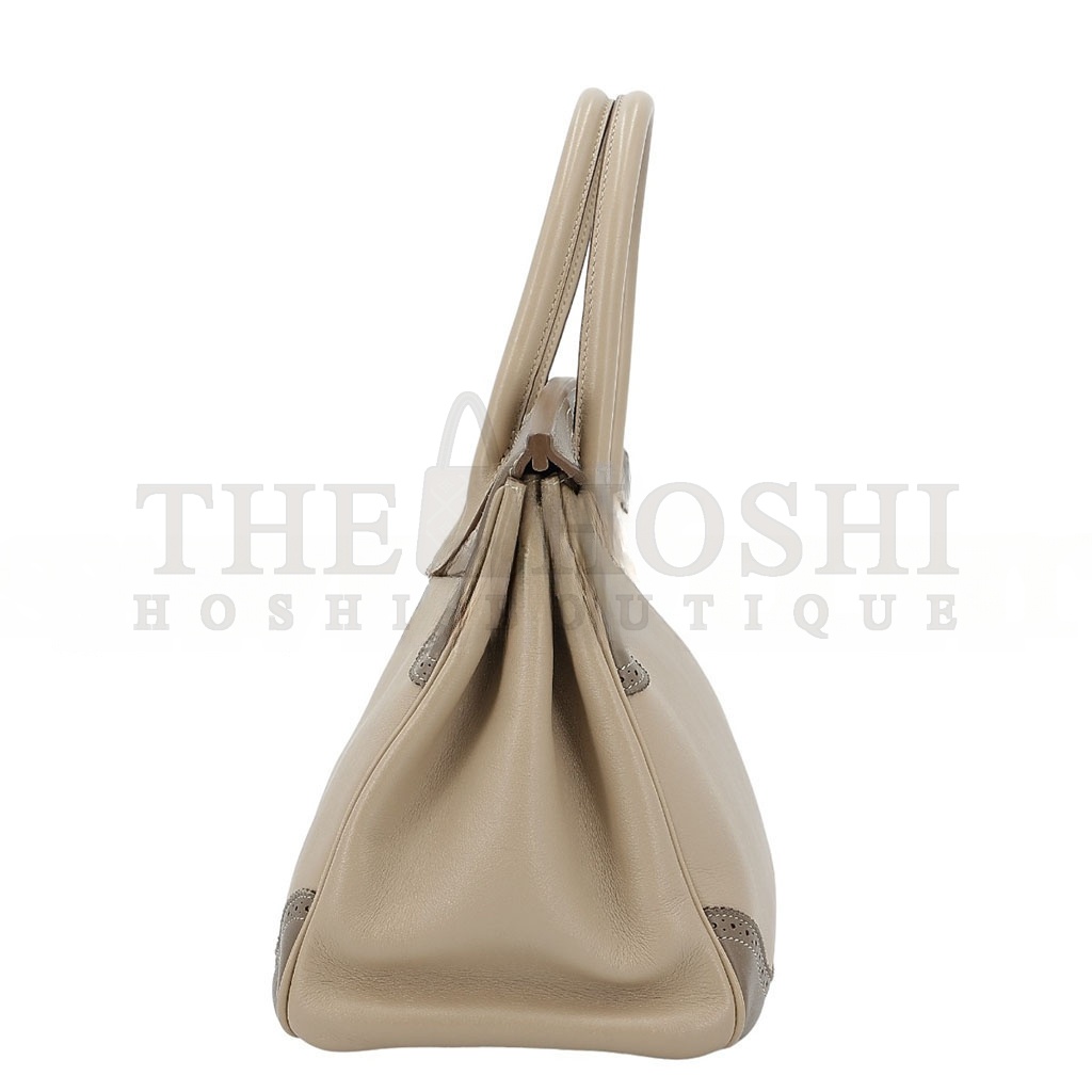 H**me5 BIRKIN 30 SWIFT TRENCH COAT GREY AND ELEPHANT GREY SILVER BUCKLE 10021 (30*22*15cm) Master Quality